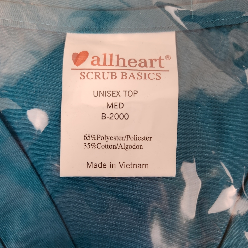 Allheart Unisex Scrub Set Turquoise Size Medium B-2000 B-2100 - Picture 4 of 12